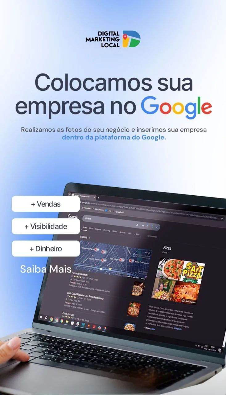 Arte sobre inserção da empresa no Google